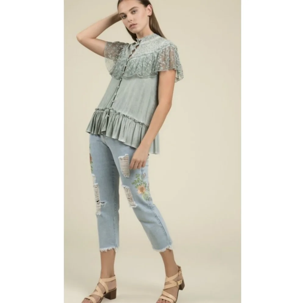 🆕🌿POL BOHO LACE TOP🌿 - Picture 4 of 7